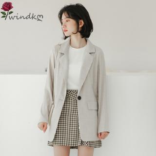 [Windk] 2020 Korean Fashion Women's Solid Color Leisure Loose Professional Blazer