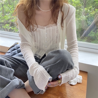 Sling With Hair Band Lace Small Sling + Knitted Long Sleeve Sunscreen Shirt▲