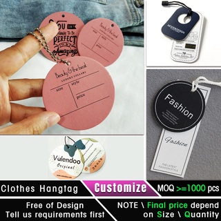 customize irregular hangtag print kid clothing tag cute cartoon tag certificate of conformity paper card