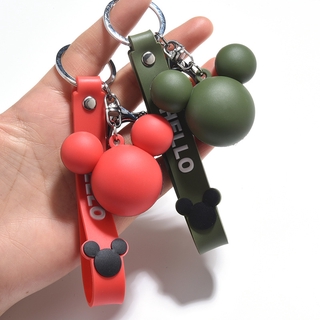 Cute Doll Mickey Head Villus Car Key Chain Bag Key Ring Silica Gel Keychain