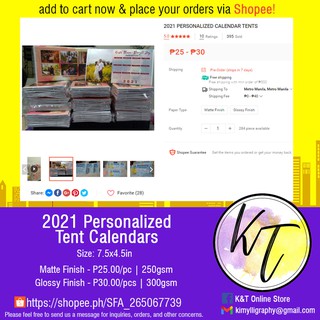 2022 PERSONALIZED CALENDAR TENTS