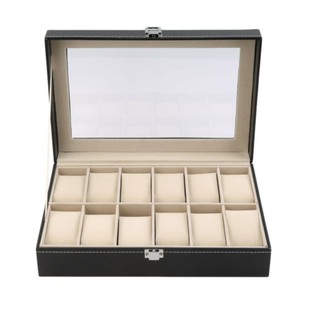 12 Slots Grids Watch Storage Organizer Case PVC Leather Jewelry Display Storage Box