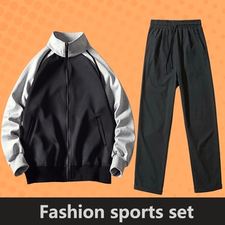 【M-3XL】2PCS Korean Jacket High School Coat Sport Uniform Set Sportswear Outerwear