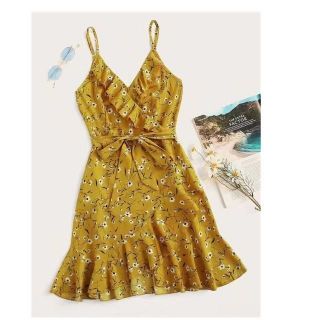 baao Vest style little floral printed dress w/belt (1)
