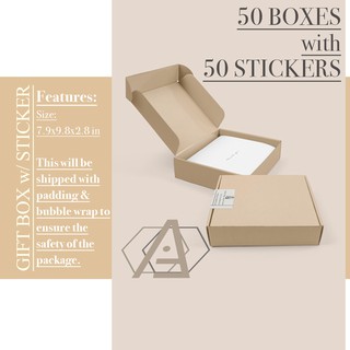50pcs Sturdy Packaging Box with Label Sticker 7.9x9.8x2.8 inches