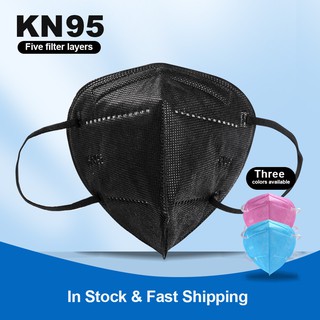 10pcs Plain Black KN95 Disposable Protective Face Mask Without Valve