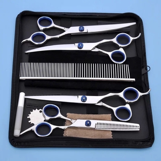 6pcs Set Pet Shearing Scissors blue pet grooming scissor set (2)