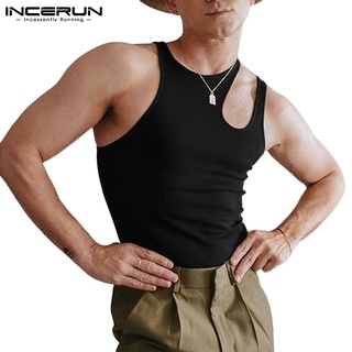INCERUN Men Leisure Sleeveless Hollow Out Off Shoulder Skinny Tank Tops (1)