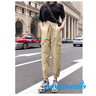 Fashion.front-Women´s Cargo Pants Casual Outdoor Solid Color Elastic (9)