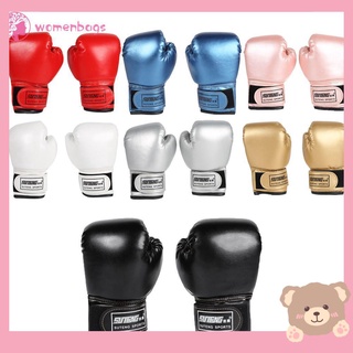 ✿WB✿ 2pcs Boxing Training Gloves Leather Kids Breathable Muay Thai Sparring Punching