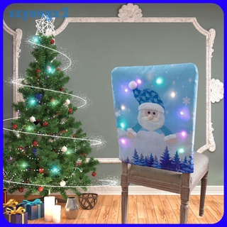 [Szyongx2] Christmas LED Chair Cover Banquet Thick Xmas Chair Back Slipcover