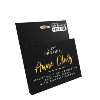 ◎◊LUXE ORGANIX CHARCOAL BLOTTING PAPER WITH COMPACT MIRROR BY ANNE CLUTZ 70 sheets