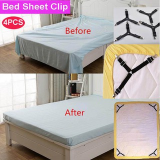 4pcs/set Triangle Sheet Band Straps Suspenders Adjustable Fitted Bed Sheet Corner Holder Elastic Straps Fasteners Clips Grippers Mattress Pad Cover Fitted Sheet Bed Suspenders (1)
