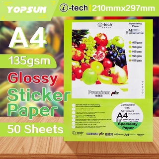 Printing۩Photo Sticker Paper Glossy A4 Size 135gsm 50 Sheets I-Tech Brand