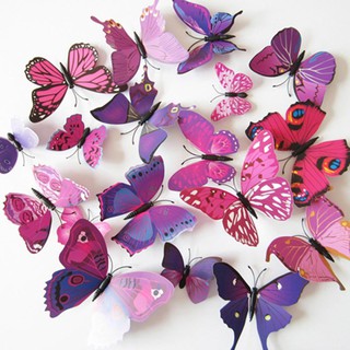 Purple Art Festival 3D Decals Magnets Butterfly Wall Stickers Home Decoration