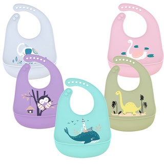 Silicone Waterproof Baby Bibs for Feeding Food Soft Adjustable Burp Cloth Baby Stuff Animals Bib Cut