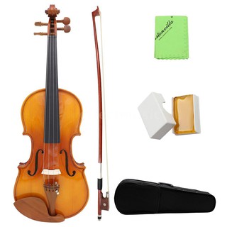 ♪ E*M Full Size 4/4 Natural Acoustic Solid Wood Spruce Flame Maple Veneer Violin Fiddle for Beginner