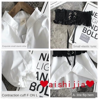 ready stock ❤ aishijia ❤ 【80--160CM】Children's Clothing2020Autumn and Summer Girls' White Midi Shirt Children's Western Style Long-Sleeved Shirt Baby's Waist Hugging Shirt Fashion Spring and Autumn Long-Sleeved Shirt Comfort (2)