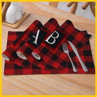 Series Letters Insulated Polyester Linen Table Mat Anti-Scald and Waterproof Placemat Fabric Plaid Nordic Home New 4gh3