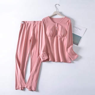 ❀☂Pure cotton solid color pregnant women s postpartum nursing clothes confinement clothes long-sleev