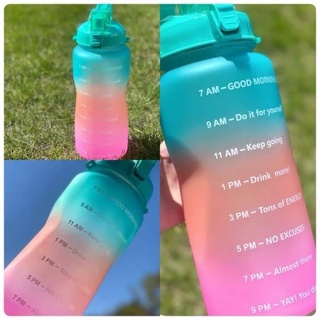 2 LITERS 64 OZ Gallon Motivational Water Bottle with Time Marker & Straw-BPA Free
