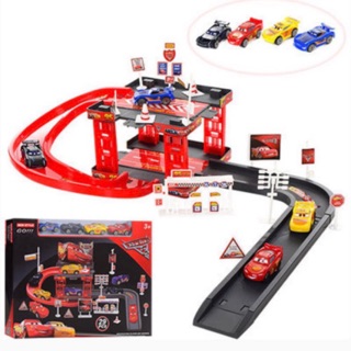 Cars Lightning McQueen Parking Garage Track Play Set with 4 mini Cars Parking Lot Toy Gift Kids