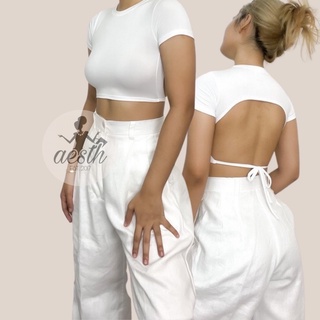 ALLIAH Backless Cropped Top - Women's Basic Trendy Top