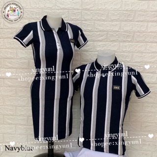 Couple Polo Shirt Original stripes Stretch Pure Cotton