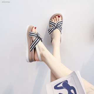 2021 new all-match flat-bottom fairy style Rome increased thick-soled sandals women s slope with muf