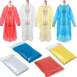 5x Disposable Adult Emergency Waterproof Rain Coat Poncho Hiking Camping Hood (1)