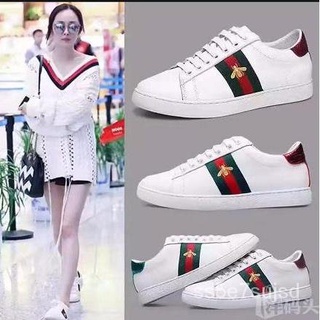"Free shipping Women shoes GUCCIi bee white shoes classic red and green COD CLASS A New Arrival Ko