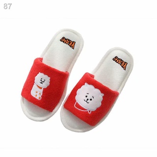 ℗┅₪KPOP BTS BT21 Slippers Cute Cartoon Home Indoor TATA COOKY suede open-toe slip slippers