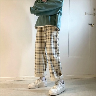 Plaid Men's Trousers Fashion Loose Straight-Leg Pants Korean Couple Casual Pants Neutral Wind Jogging Pants