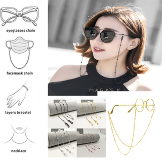 Wholesale【2in1】Face Mask Lanyard Chain Glasses Sling Anti-lost Eyeglasses Chain Metal Bead Charm O Chain Mask Hanging Rope Plated Silicone Loops Sunglasses Accessory Women Gift Maks Holder Mask Strap Mask lanyard Hanging Rope Glasses Holder Female Access