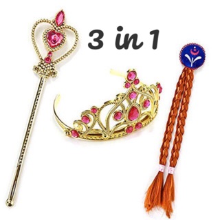 Princess Anna elsa costume cosplay hair wig wand accessories (5)