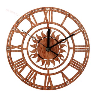 Vintage Wooden Wall Clock Chic Rustic Kitchen Home Antique Decor