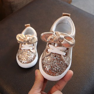Children Baby Girls Bling Sequins Bowknot Crystal Run Sport Sneakers Shoe (2)