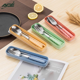 Portable Stainless Steel Cutlery Set Spoon Fork Chopsticks 3pcs Travel Cutlery Set With Case