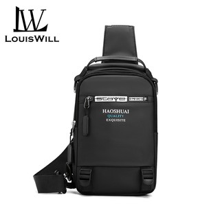 LouisWill Crossbody Bags Men Bags Shoulder Bags Fashion Waist Bags Nylon Handbags Backpacks Waterproof Sling Bags Chest Bags with USB Interface for Men Outdoor Sports