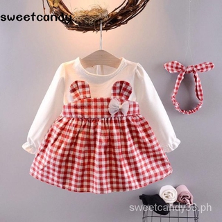 《SW》6Baby Girl's Autumn Princess Dress0-1Year-Old Girl's Long-Sleeved round Neck Plaid Western Style Small Skirt Baby Clothes