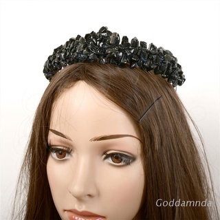 GODD Quartz Tiara for Women Raw Crystal Crown Headband with Moon Decorative Hair Hoop