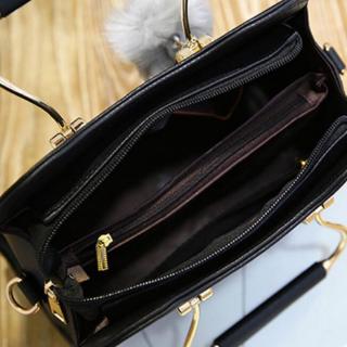 Women Bags Women Leather Handbag Shoulder Bag Crossbody Handbags Zipper Vintage High Quality Hair Ball Pendant Metal Handle (5)