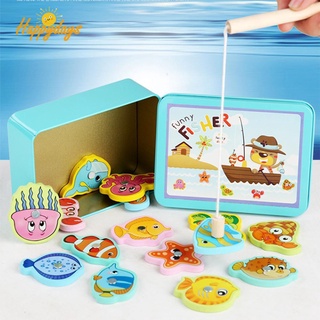☆BN☆Wooden Magnetic Fish Toys Kids Educational Fishing Rod Magnet Puzzle Fun Game