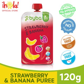 Byba Strawberry And Banana Healthy Puree Baby Snack 120g
