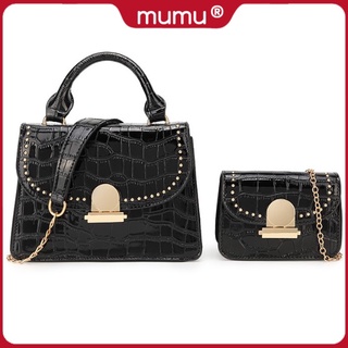 Mumu Selection #202 Korean 2in1 Croco Leather Shoulder Sling Chain Bag Original Elegant Bags Women