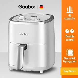 Gaabor Air Fryer, 4.5L/5L Oil Free Oven with 8 Cooking Functions, Simple Manual Control White