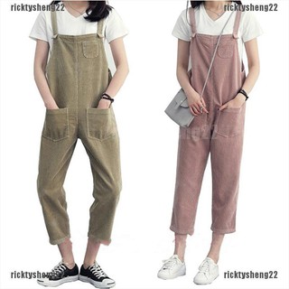 【RTS】Korean Women Casual Romper Jumpsuit Corduroy Overalls Loose Solid Strap P