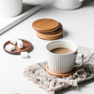 Drink mat wooden coaster placemat decoration tea coffee mat square round household table bowl teapot retro insulation