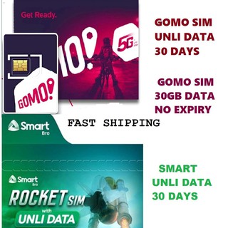 Ready Stock☒Gomo Sim Unli Data/ 30GB/ 20GB no expiry / Smart Unli Data 30 days