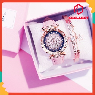 【Ready Stock】COD Fashion Quartz Diamond Flower Wrist Watch Women Waterproof Women Digital Watches Accessories Relo(Only Watch)